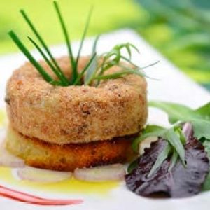 Donuts de pélardon rôti en croûte d'huile d'olive AOP de Nîmes et cacahuètes